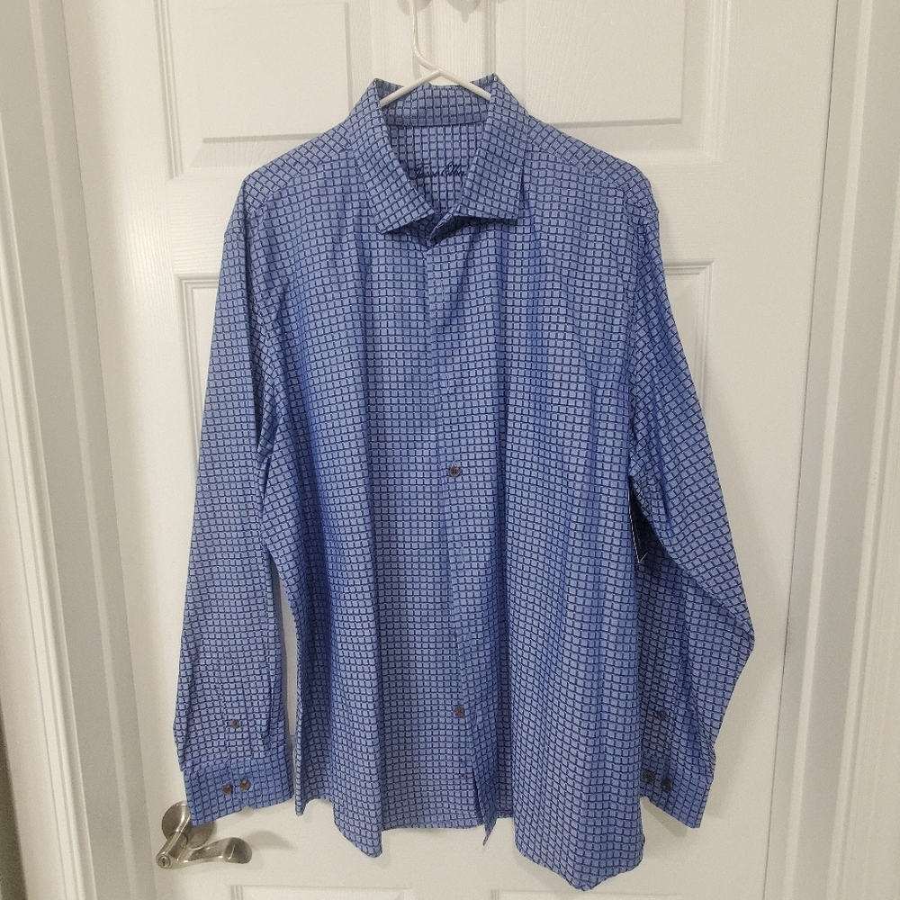 Tasso Elba Blue Patterned Men's Shirt